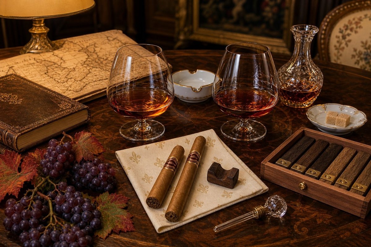 Cigar with vintage cognac in snifter