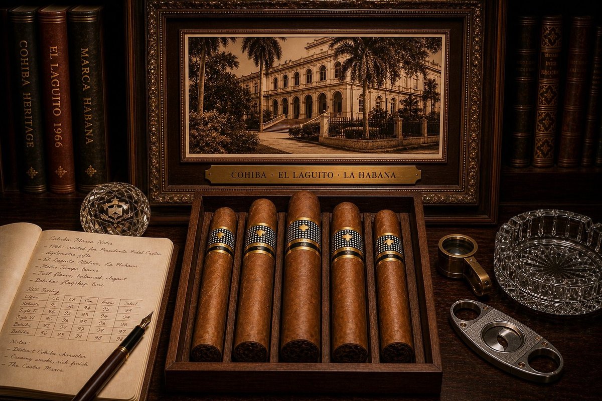 Cohiba marca display with Behike vitolas
