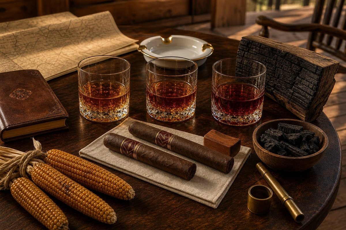 Manhattan cocktail with premium cigar