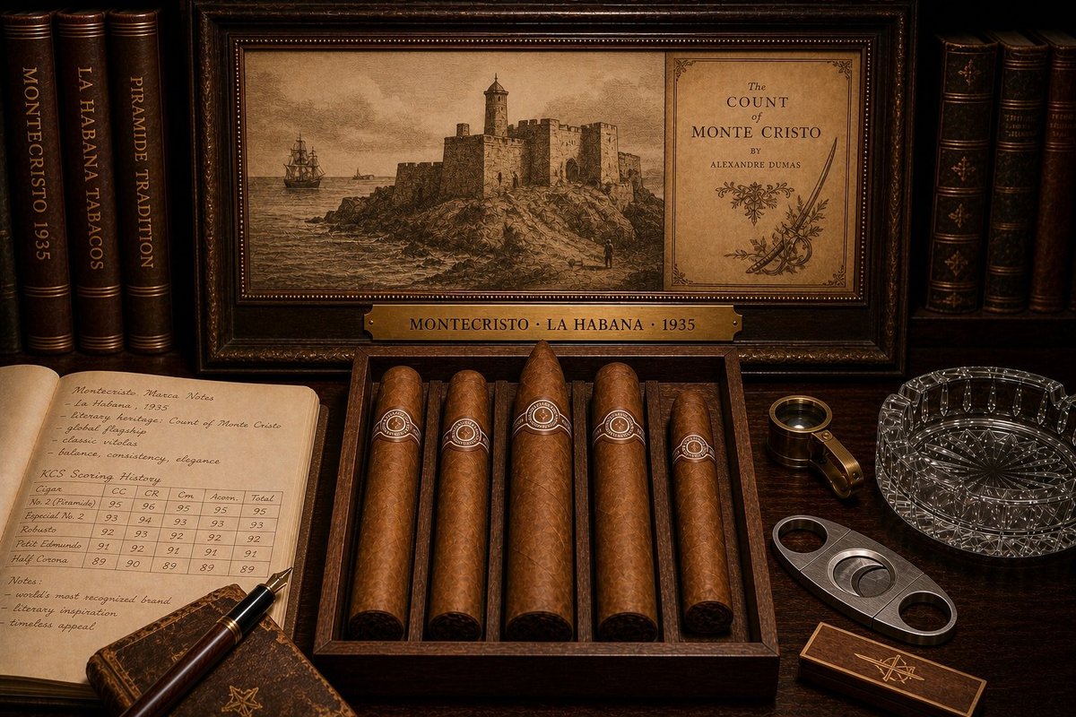 Montecristo cigars in their traditional brown-and-yellow band