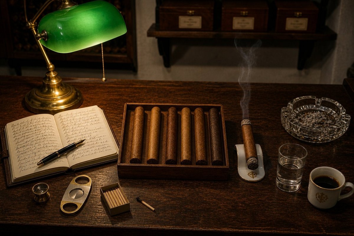 Catador inspecting cigars for quality