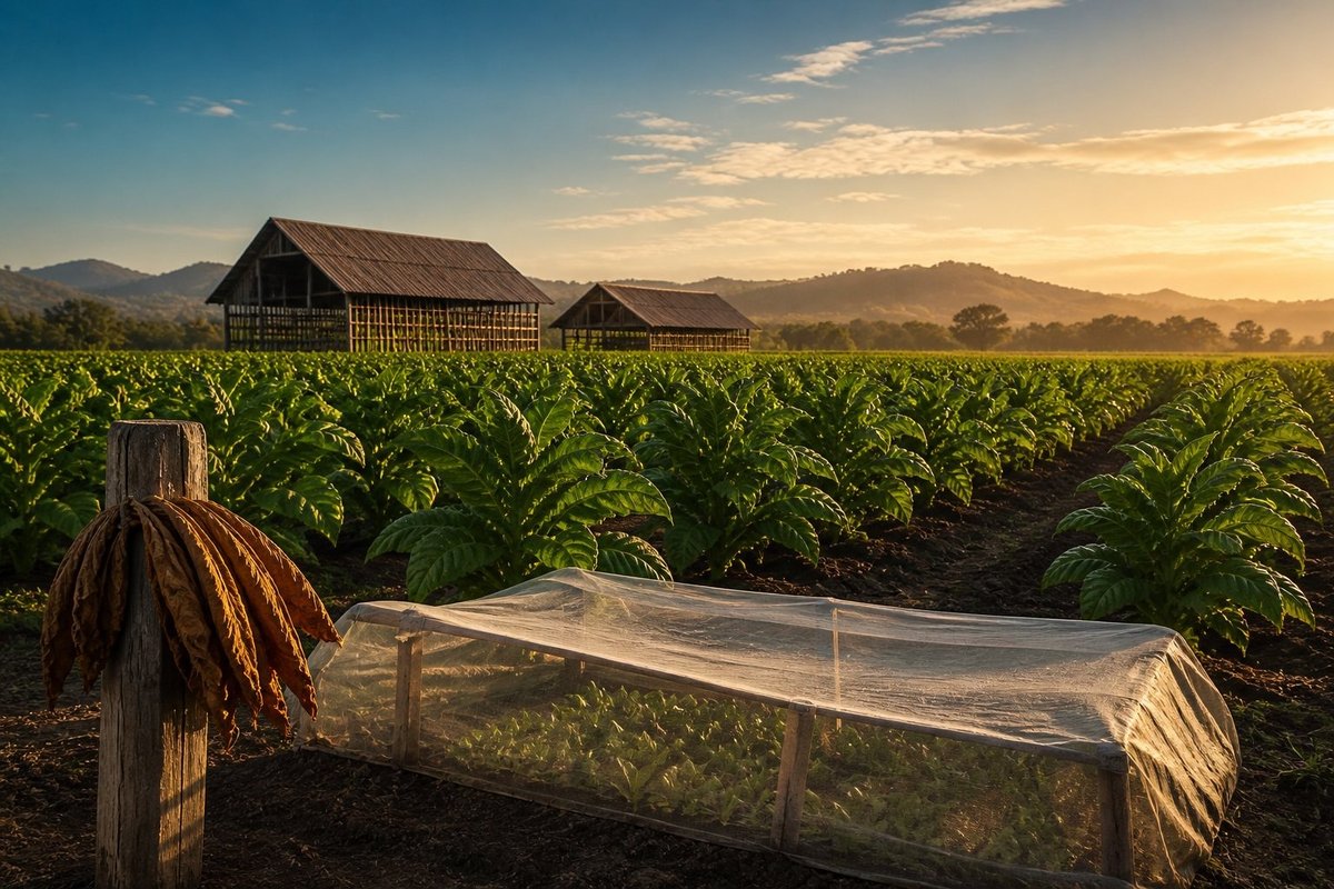 Sun-grown tobacco field vs shade-tented field